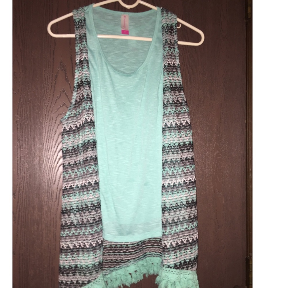 Two Piece Teal/Gray Top